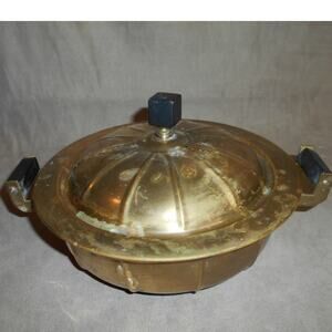 Vintage MCM Rochester Copper Chafing Parts 9" Round Dish w/Lid